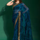 Classic Chiffon Blue Patch Border Saree