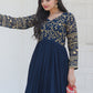 Gown Chiffon Blue Embroidered Gown