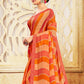 Contemporary Chiffon Orange Patch Border Saree