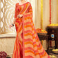 Contemporary Chiffon Orange Patch Border Saree