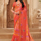 Trendy Saree Chiffon Orange Fancy Work Saree