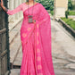Classic Chiffon Pink Foil Print Saree
