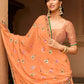 Contemporary Chiffon Peach Foil Print Saree