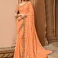 Contemporary Chiffon Peach Foil Print Saree