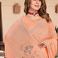 Designer Chiffon Peach Stone Saree