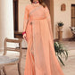 Designer Chiffon Peach Stone Saree