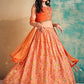 A Line Lehenga Chiffon Orange Hand Work Lehenga Choli