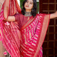 Contemporary Chiffon Pink Red Print Saree