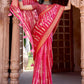 Contemporary Chiffon Pink Red Print Saree