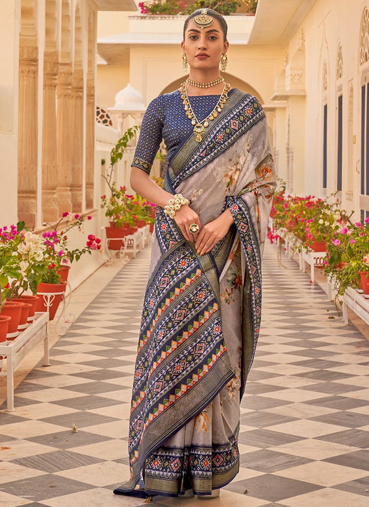 Trendy Saree Chiffon Silk Multi Colour Print Saree
