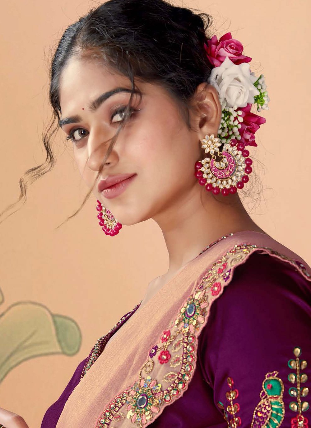 Classic Chiffon Pink Embroidered Saree