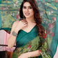 Classic Chiffon Green Floral Patch Saree