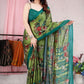 Classic Chiffon Green Floral Patch Saree