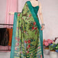 Classic Chiffon Green Floral Patch Saree