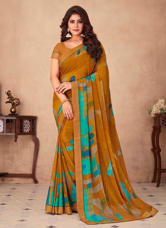 Classic Chiffon Multi Colour Print Saree