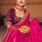 Classic Chiffon Satin Pink Embroidered Saree