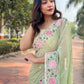 Contemporary Chiffon Shimmer Sea Green Cut Work Saree