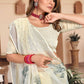 Trendy Saree Chiffon White Stone Saree