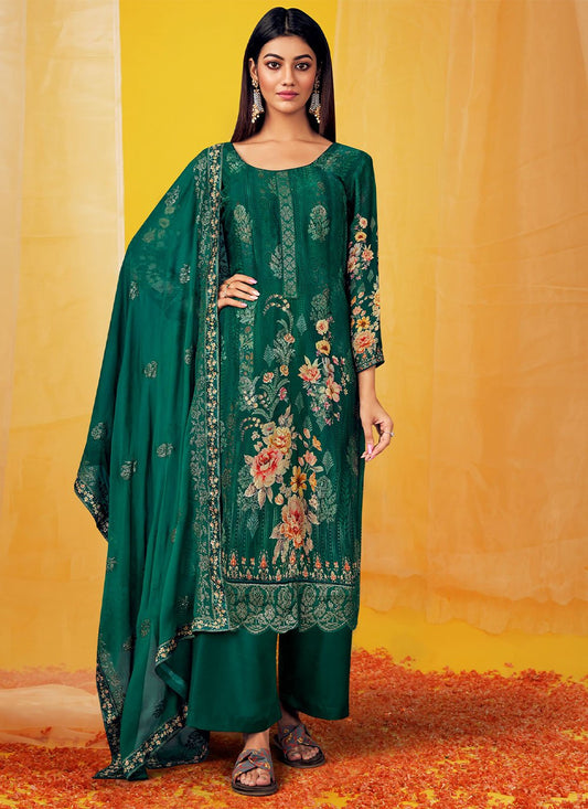 Salwar Suit Chiffon Green Embroidered Salwar Kameez