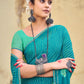 Contemporary Chiffon Turquoise Foil Print Saree