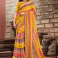 Classic Chiffon Yellow Embroidered Saree