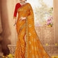 Classic Chiffon Yellow Weaving Saree