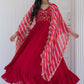 Gown Chiffon Red Embroidered Gown