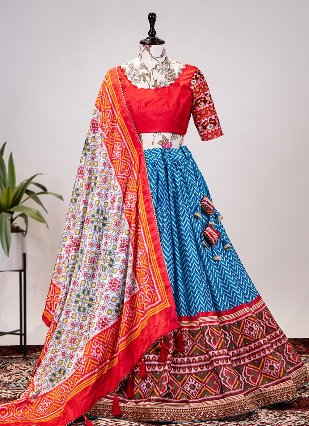 A Line Lehenga Chinon Multi Colour Embroidered Lehenga Choli