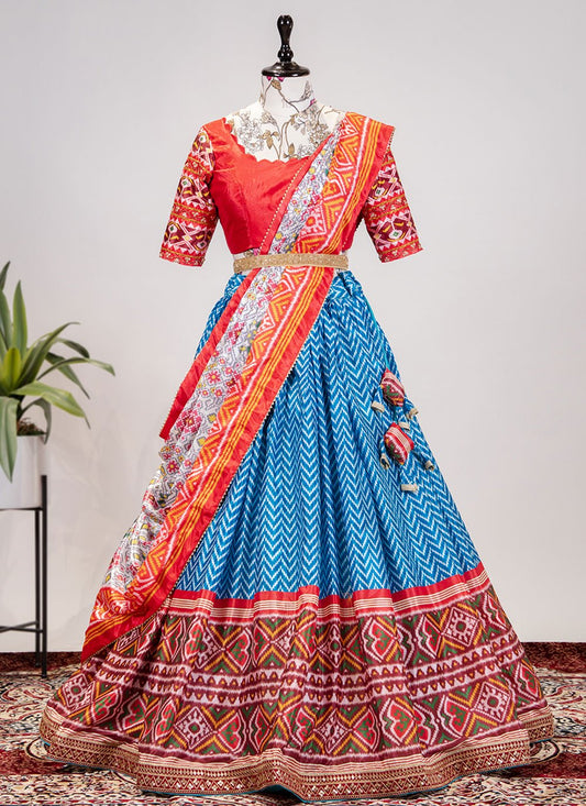 A Line Lehenga Chinon Multi Colour Embroidered Lehenga Choli