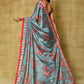 Designer Chinon Blue Digital Print Saree