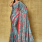 Designer Chinon Blue Digital Print Saree