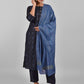Pant Style Suit Chinon Silk Blue Fancy Work Salwar Kameez