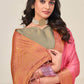 Classic Chinon Silk Pink Patch Border Saree