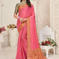 Classic Chinon Silk Pink Patch Border Saree