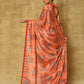 Designer Chinon Orange Digital Print Saree