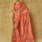 Designer Chinon Orange Digital Print Saree