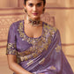 Classic Chinon Georgette Lavender Embroidered Saree