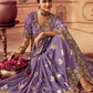 Classic Chinon Georgette Lavender Embroidered Saree