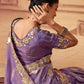Classic Chinon Georgette Lavender Embroidered Saree