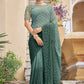 Classic Chinon Green Sequins Saree