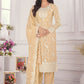 Floor Lenght Salwar Suit Chiffon Chinon Cream Embroidered Salwar Kameez