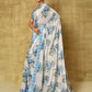 Designer Chinon Cream Digital Print Saree