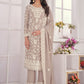 Straight Salwar Suit Chiffon Chinon Beige Embroidered Salwar Kameez