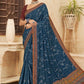 Trendy Saree Chinon Blue Bandhej Saree