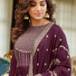 Pakistani Salwar Suit Chinon Purple Embroidered Salwar Kameez