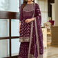 Pakistani Salwar Suit Chinon Purple Embroidered Salwar Kameez