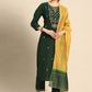 Salwar Suit Chinon Green Embroidered Salwar Kameez