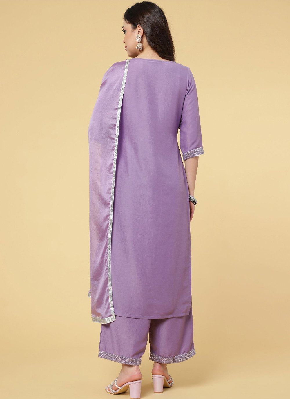 Salwar Suit Chinon Lavender Embroidered Salwar Kameez