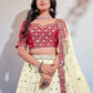 Lehenga Choli Chinon Off White Red Embroidered Lehenga Choli