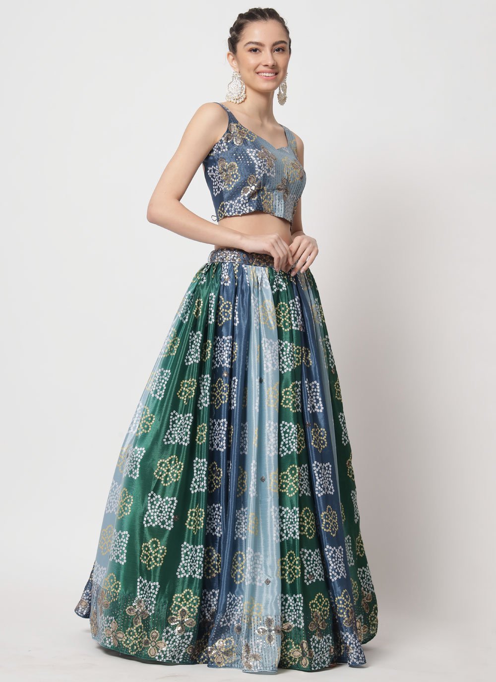 Lehenga Choli Chinon Silk Multi Colour Embroidered Lehenga Choli